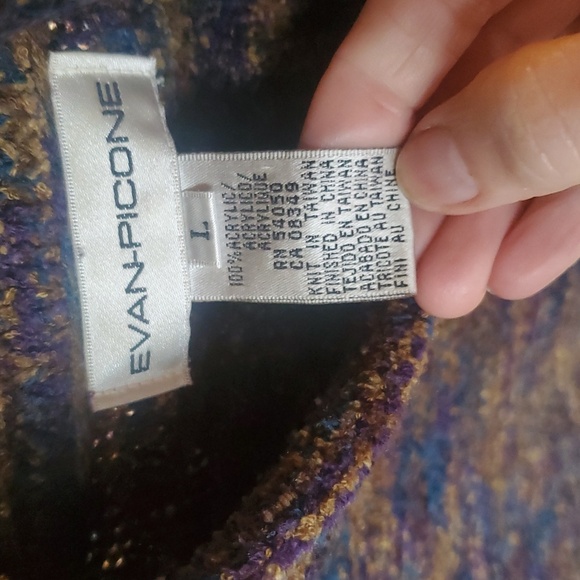 Evan‎ Picone Mock MultiColored Turtleneck LS Sz. L Sweater - Picture 4 of 9
